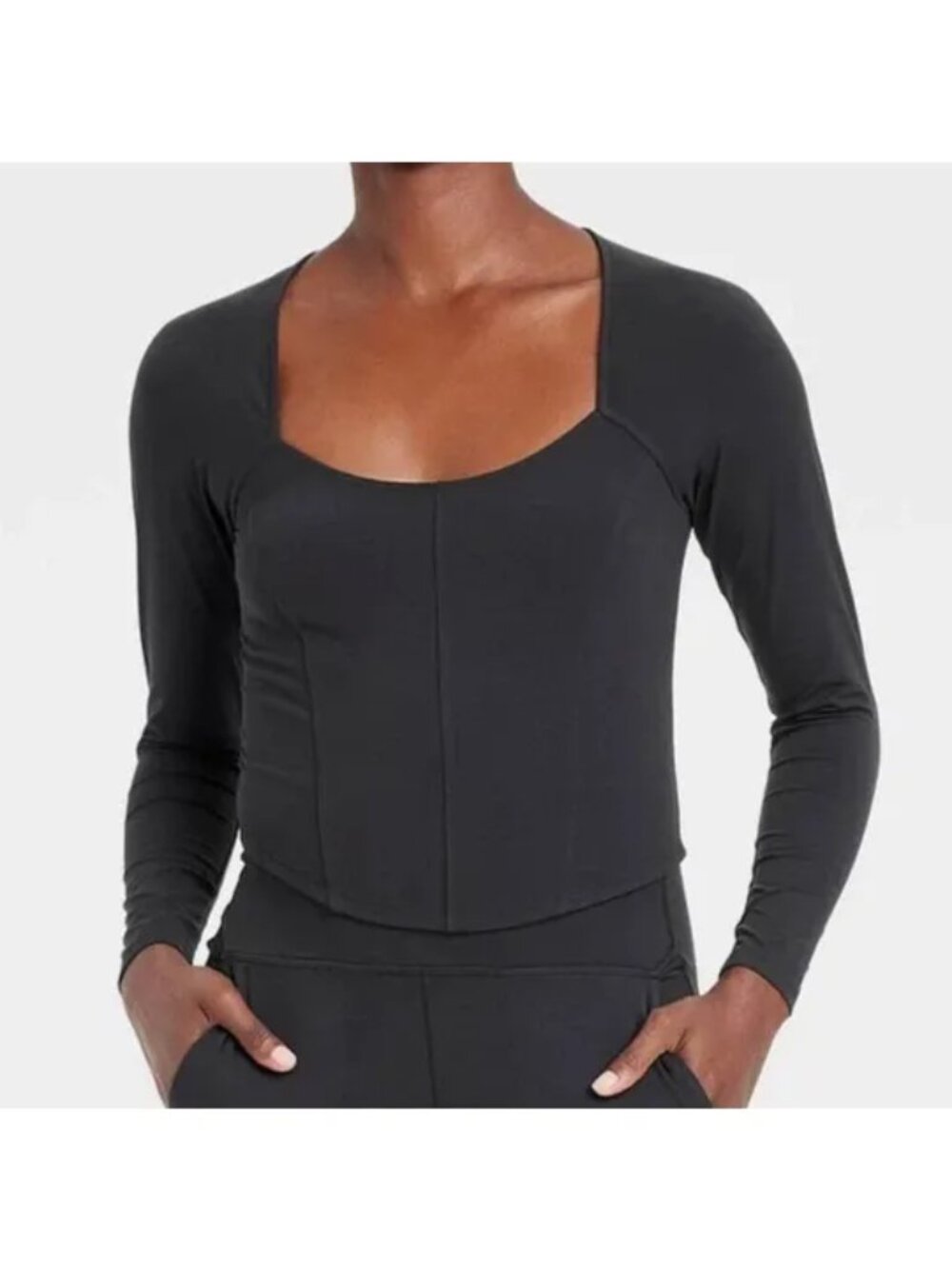 All In Motion size XL Everyday Soft Cropped Long Sleeve Top Black NEW